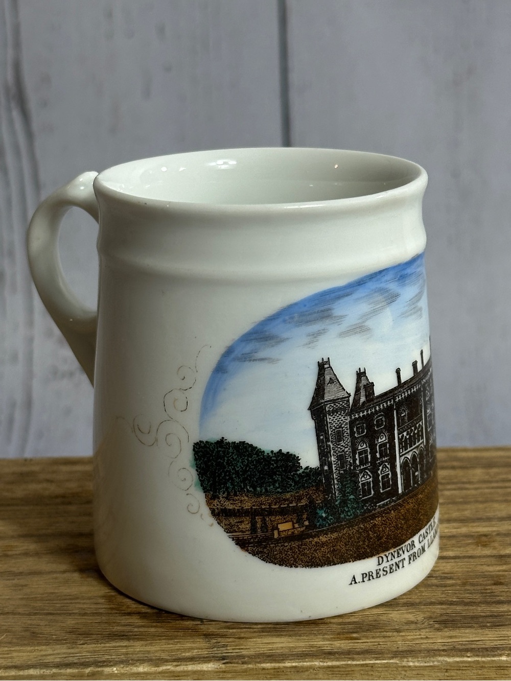 Vintage DYNEVOR (Dinefwr)  Castle White Ceramic  Graphic Mug